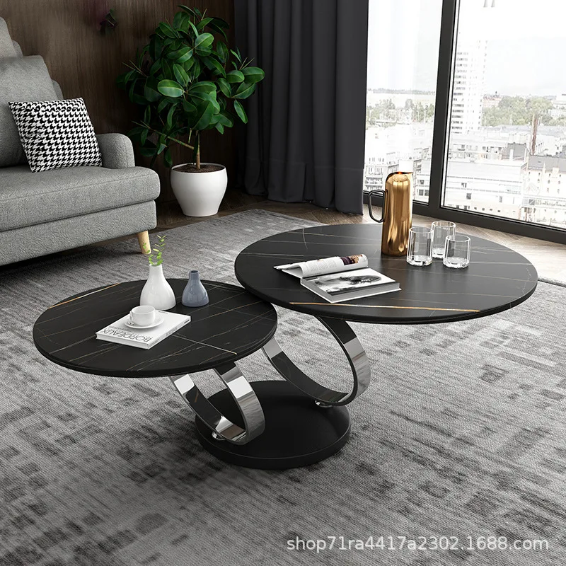 Rotating size round coffee table living room office office mother and child coffee table combination light luxury table telescop