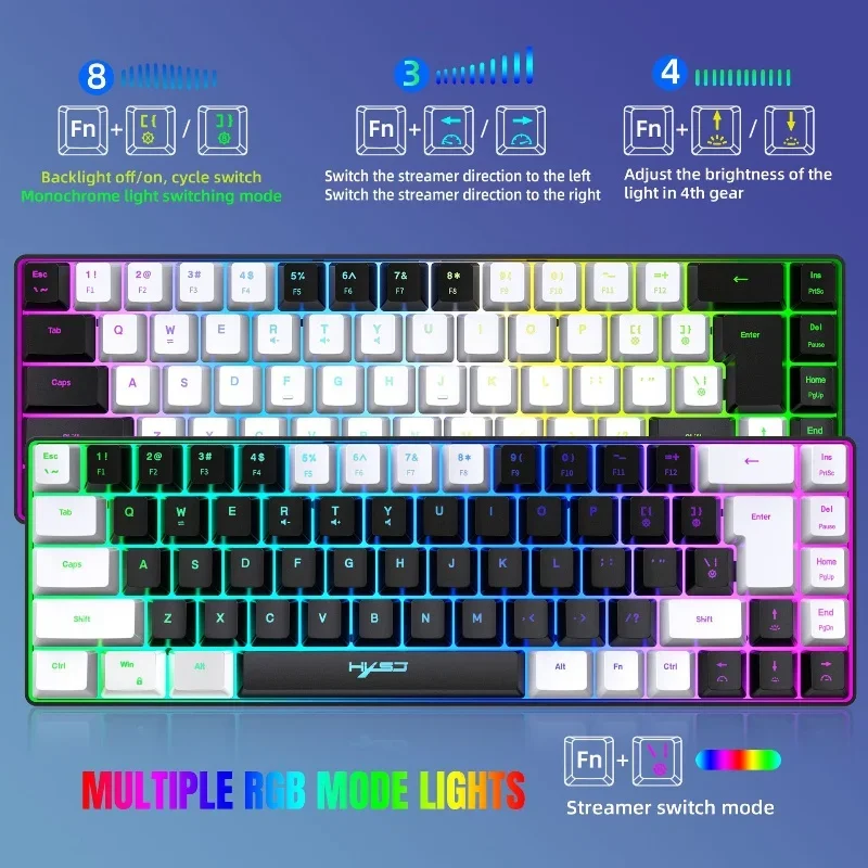 

2024 New Gaming Film Keyboard 68 Key Wire Separation Rgb Backlight Multifunctional Wired Esports Gaming Office Home Keyboard