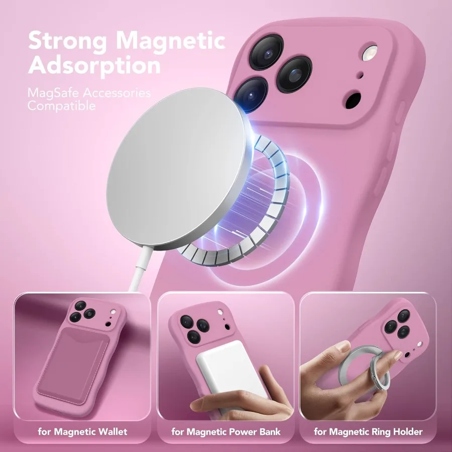 حافظة هاتف واقية مغناطيسية مع درع كاميرا كامل وتصميم مقاوم للصدمات لهاتف iPhone 17 Pro 6.3 متوافق مع MagSafe Cute