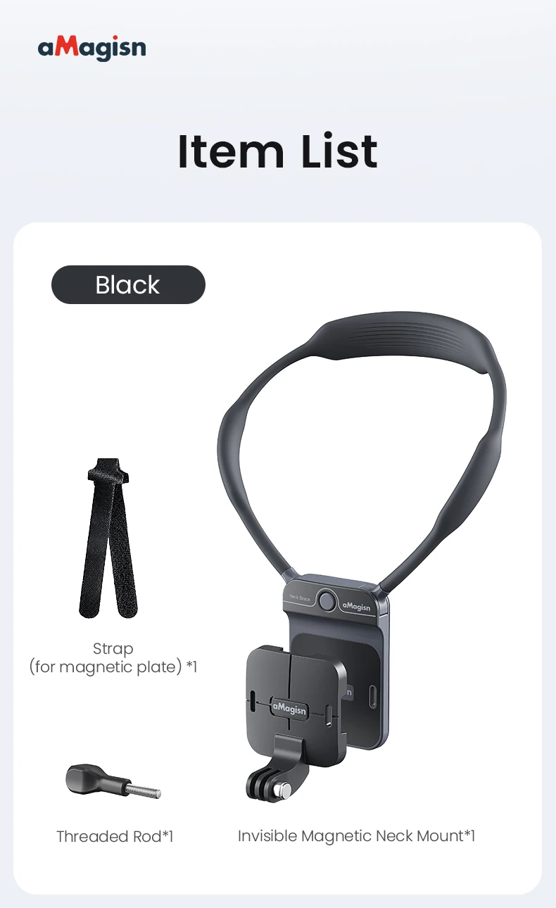 aMagisn Unsichtbare Magnetische Nackenhalterung, POV Nackenhalterung für Gopro / DJI Pocket 4 / Insta360 Ace, Luna Ultra Zubehör – Detail 25