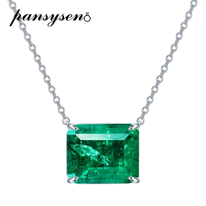 

Vintage 925 Sterling Silver 10x12MM Emerald Paraiba Tourmaline Pendant Necklace Female Anniversary Party Fine Jewelry Wholesale