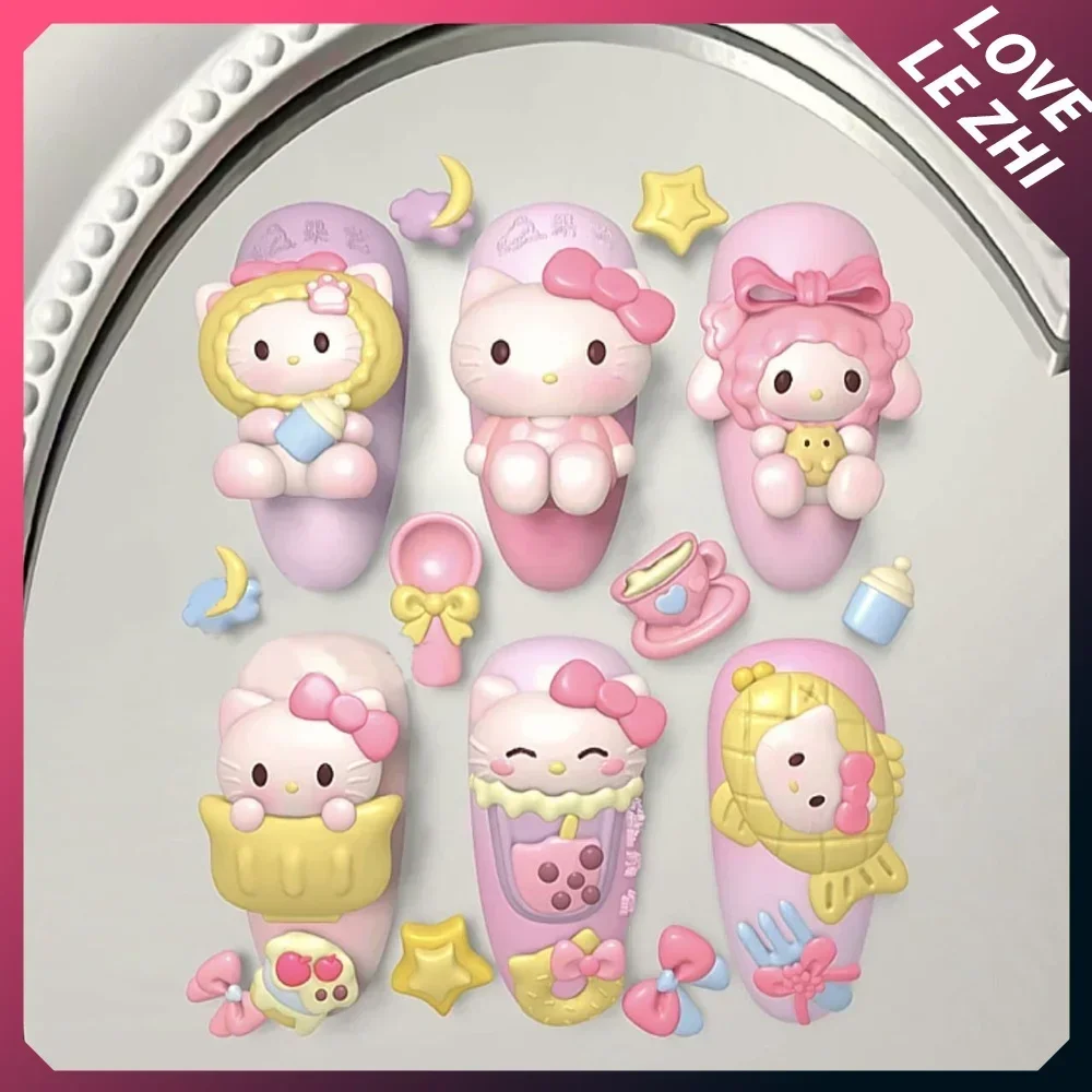 

Hello Kitty Nail Art Mold Cartoon Moon Pajamas Star Magic Kt Bear Kawaii Nail Mold Sanrio Series Strawberry Schoolgirl Trinkets