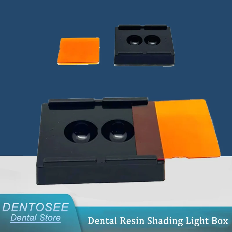 

Dental Resin Shade Light Box Mix Composite Hood Case Protector Veneer Storage Box Denture Teeth Patch Shading Organizer Tool