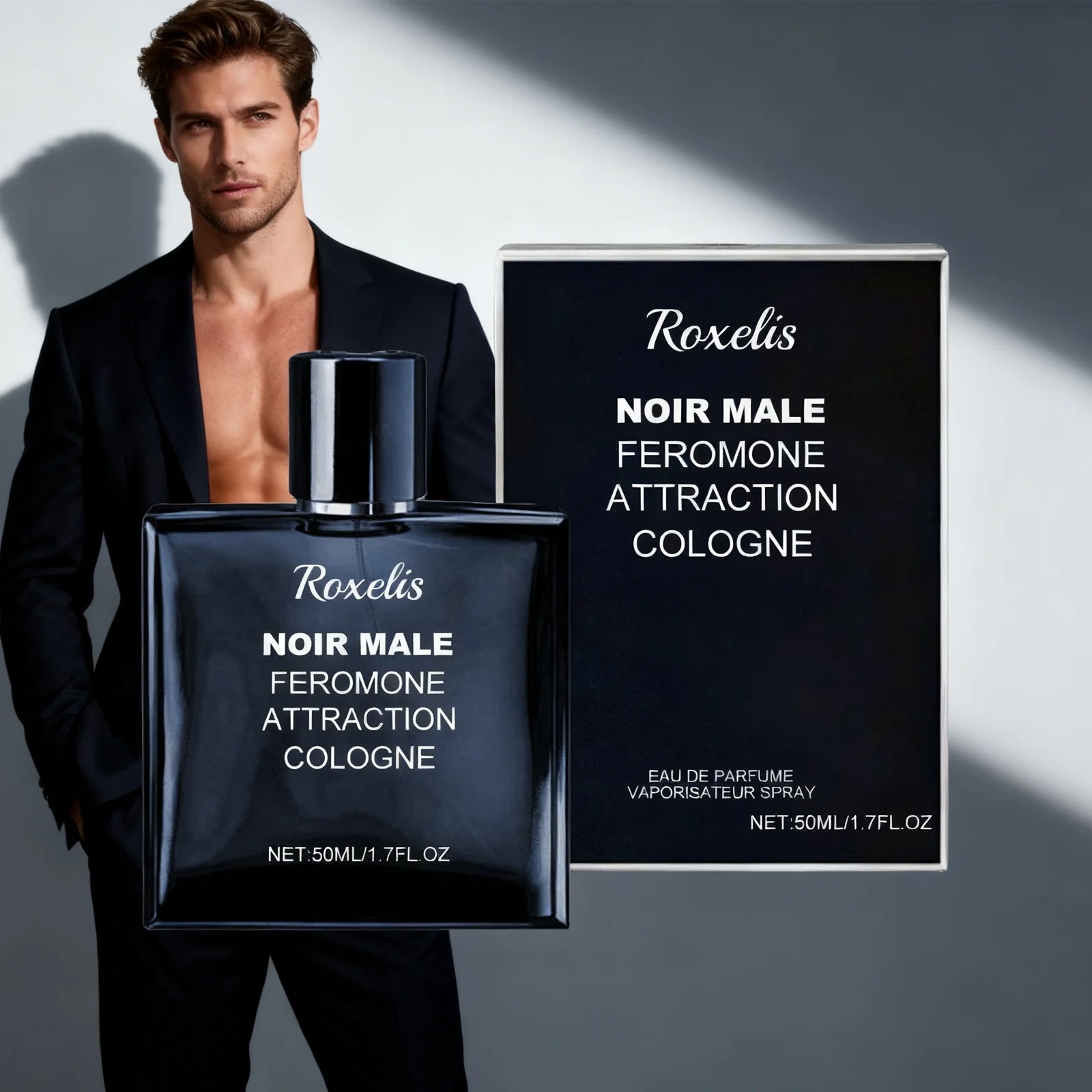 Roxelis Men's Perfume 50ml - Long-Lasting Fragrance, Refreshing & Mild Scent, Non-Pungent, Boost Charm for Dating & Daily Wear