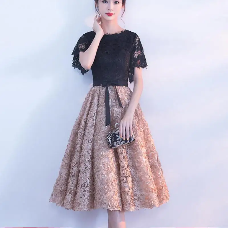 2024 New Birthday Party Dresses With Bow Sashes Elegant Lace Short Evening Dress Classic O-neck A-line Dresses Customized