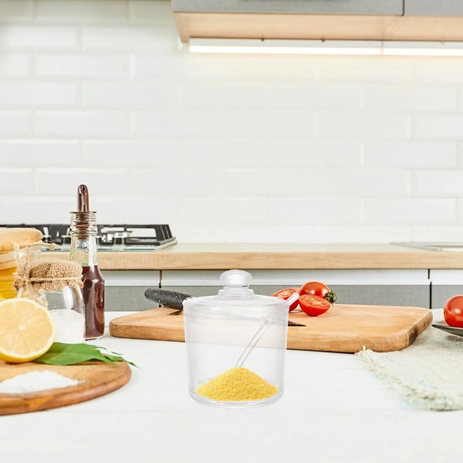 

1 Set Acrylic Seasoning Jar Set Clear Storage For Salt Sugar Spice Condiment Canister Sugar Bowl Kitchen Barware Tools