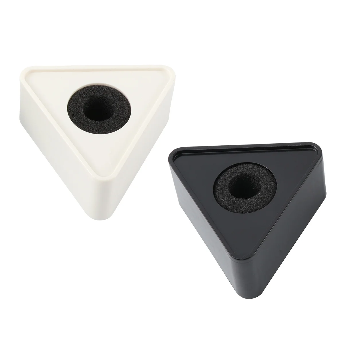 

2 Pcs Microphone Logo Station Triangular Interview Flag Injection Molding Emblems Stand Mark