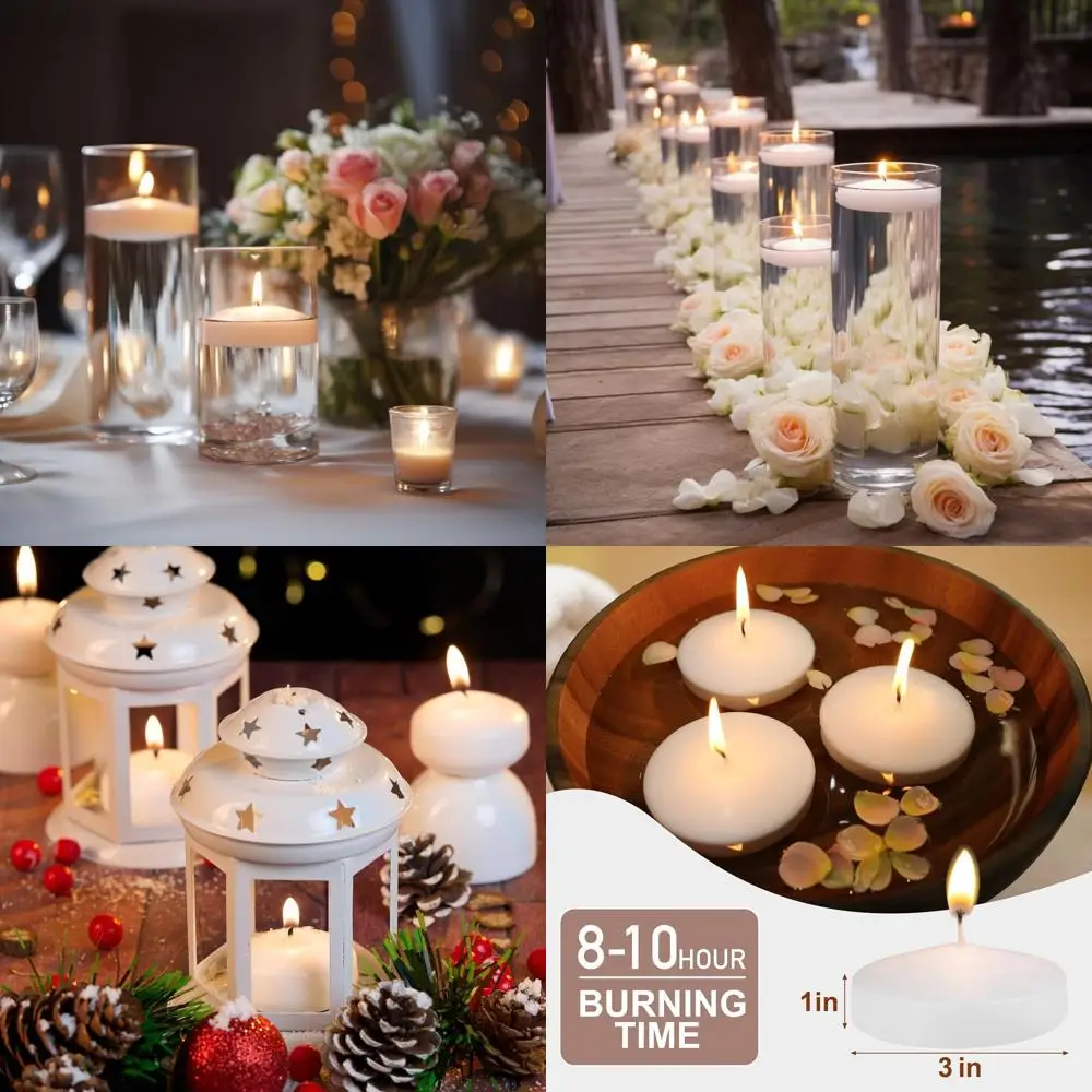 

Набор из 80 белых плавающих свечей без запаха, 3 дюйма, для свадебных ваз и центральных композиций - время горения 10 часов