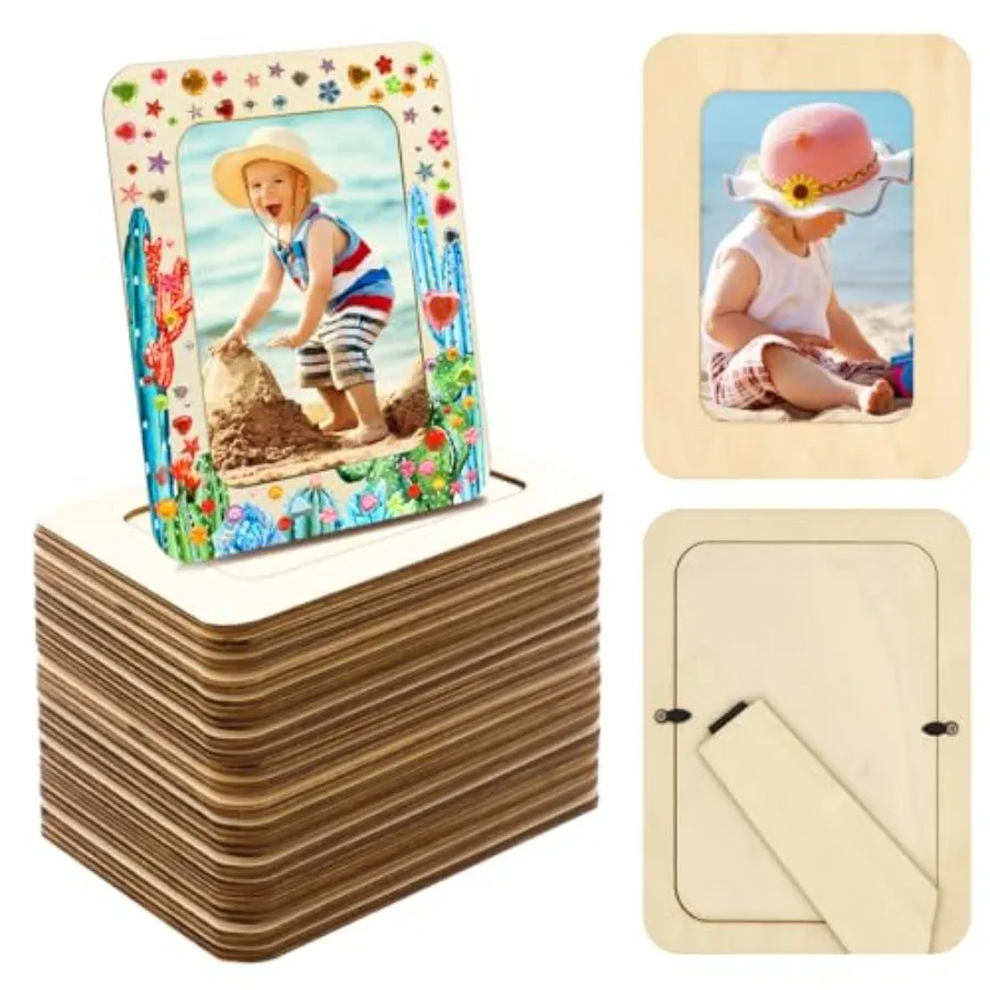 

30 упаковок деревянных фоторамок для поделок Деревянные рамки для 4 x 6 фотографий Незавершенная деревянная рамка для рисования наклеек DIY Art Pro