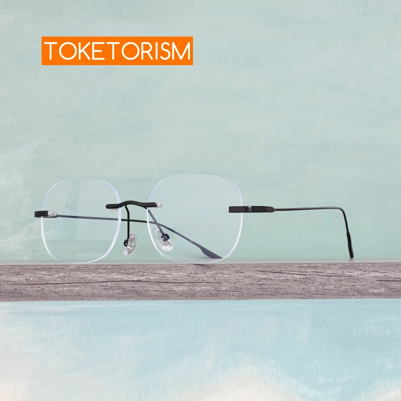 Toketorism Trendy Rimless Women's Eyeglasses Anti Blue Computer Men's Glasses Optical Frames 5126