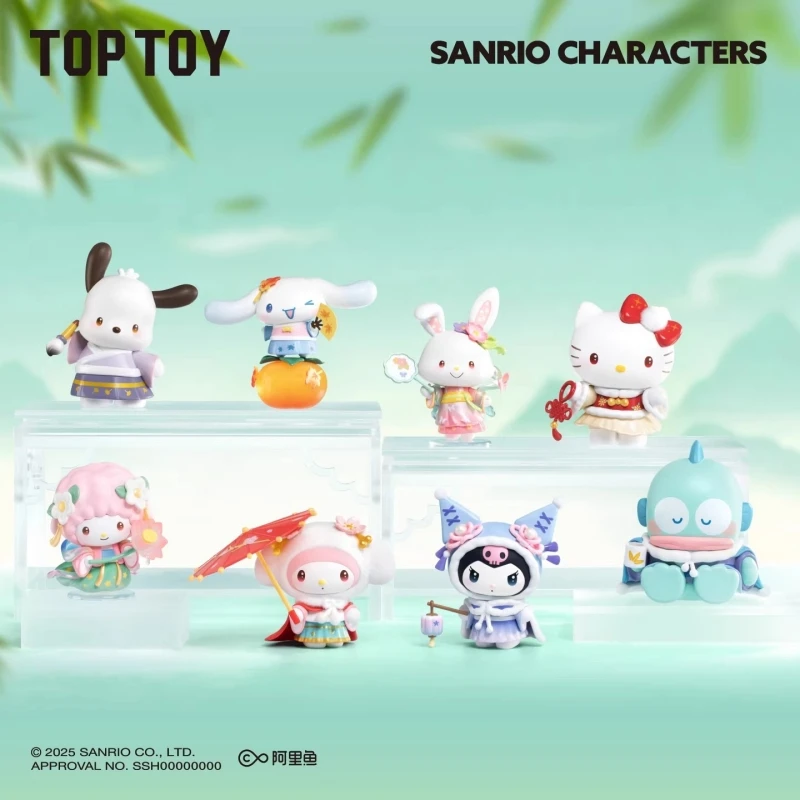 

Коллекционная фигурка TOP TOY Sanrio Family Four Seasons: серия китайской одежды, слепая коробка, Кавайная Куроми, детская игрушка-украшение, подарок на день рождения