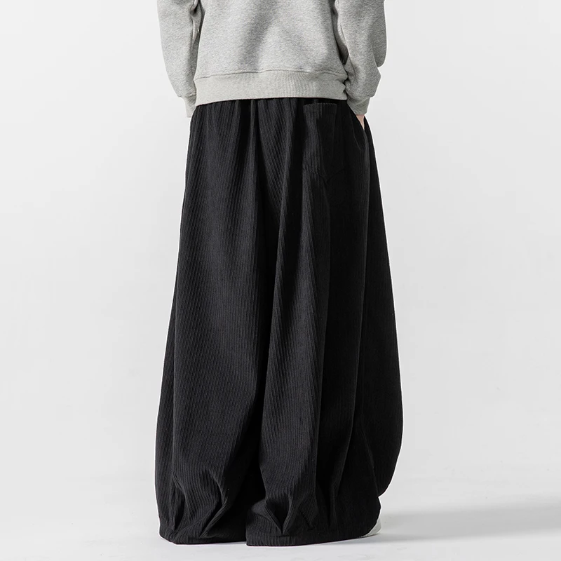 Japanese Style Corduroy Wide Leg Pants Loose Thick Warm Sweatpants Casual Embroidery Hip Hop Trousers for Men Women Streetwear