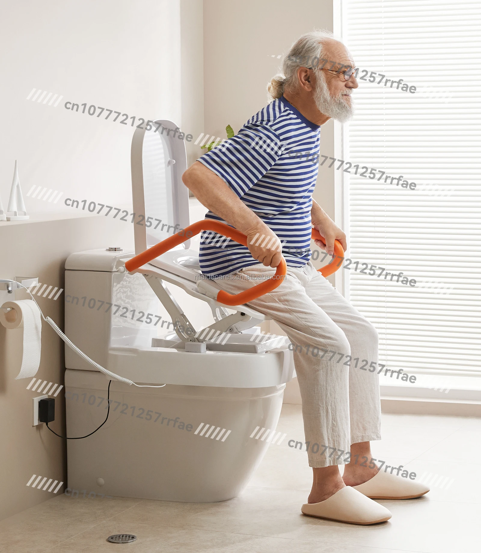 

2025 New Shower Toilet Chair with Wheels, Adjustable Armrests, Bathtub Transfer Seat for Weight Loss Patients