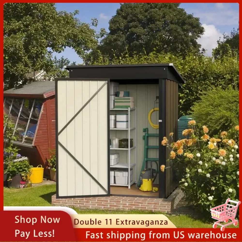 Storage Shed Waterproof Metal Garden Shed with Lockable Door Utility Tool Shed Outdoor Storage for Backyard