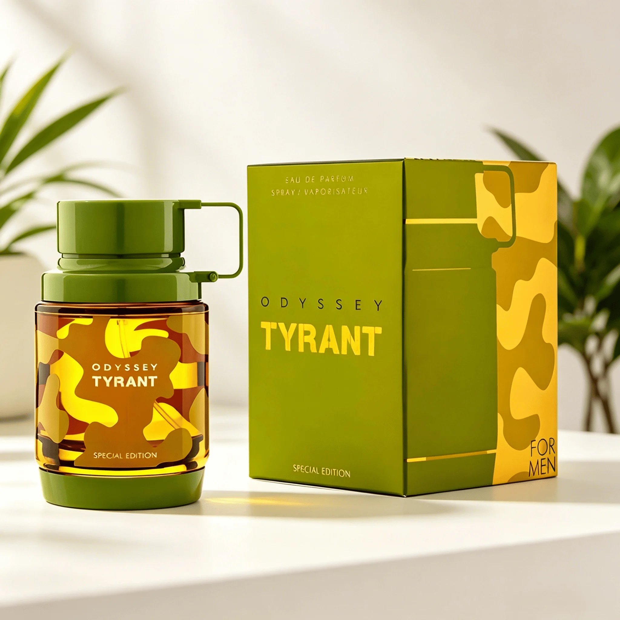 ARMAF Odyssey Tyrant Special Edition Men Eau de Parfum Perfume Fresh Citrus Spicy Woody Masculine Fragrance Long Lasting Yellow Camo Cylinder Bottle Outdoor Military Style Arabian Luxury Perfume Gift for Men Guys view 4