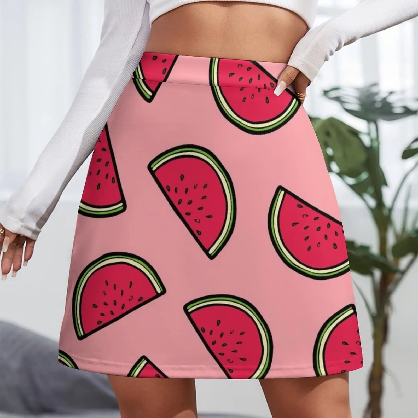 Watermelon Pattern in Pink Mini Skirt korean clothes ladies Women skirts Women clothing outfit korean style