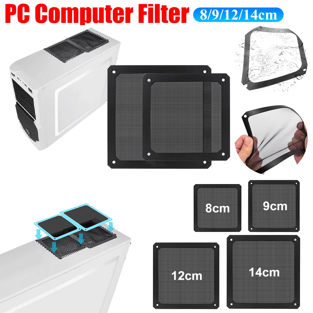 80mm 90mm 120mm 140mm PC Chassis Cooling Fan Dust Filter Magnet Dustproof Mesh Cover Computer Chassis Net Guard with Hole