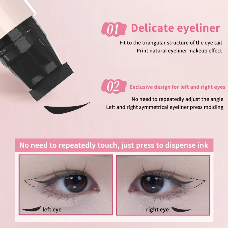 Geïntegreerde zwartbruine Dual-Tip DIY Eyeliner Wing-stencil Waterdichte vloeibare pen Langdurige sneldrogende roteer-eyeliner-stempel