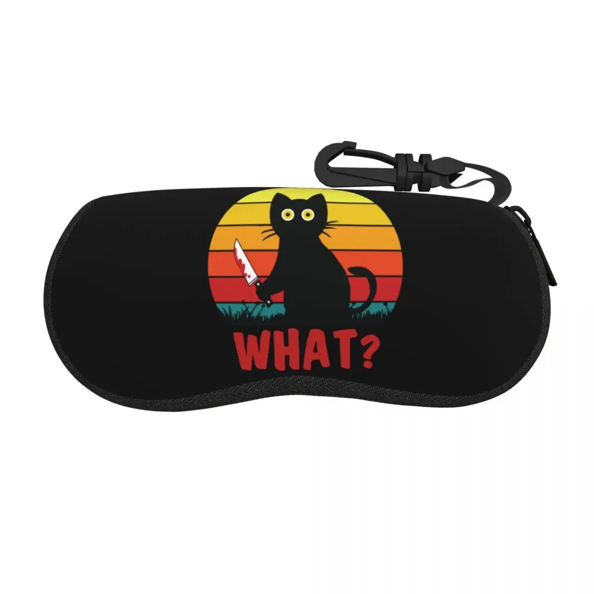 

Custom Black Psycho Cat What Shell Eyeglasses Protector Case Sunglass Case Murderous Cat With Knife Halloween Gift Glasses Pouch