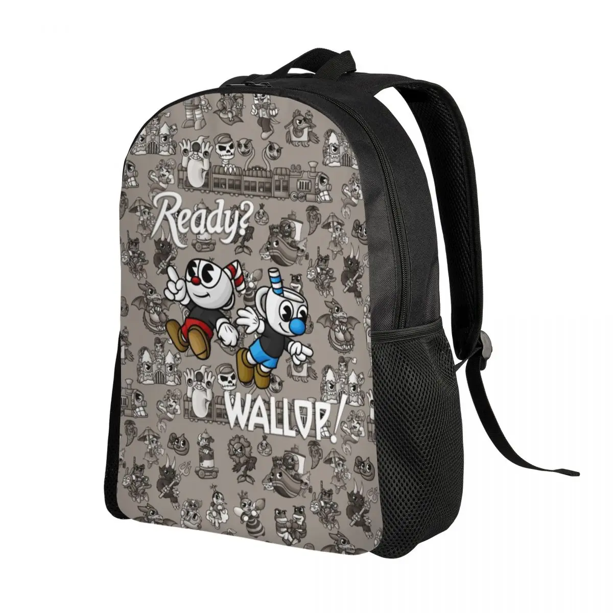 3D Printing Ready Wallop Backpacks for Boys Girls Cartoon Cuphead Mugman School College Travel Bags Bookbag Fits 15 Inch Laptop