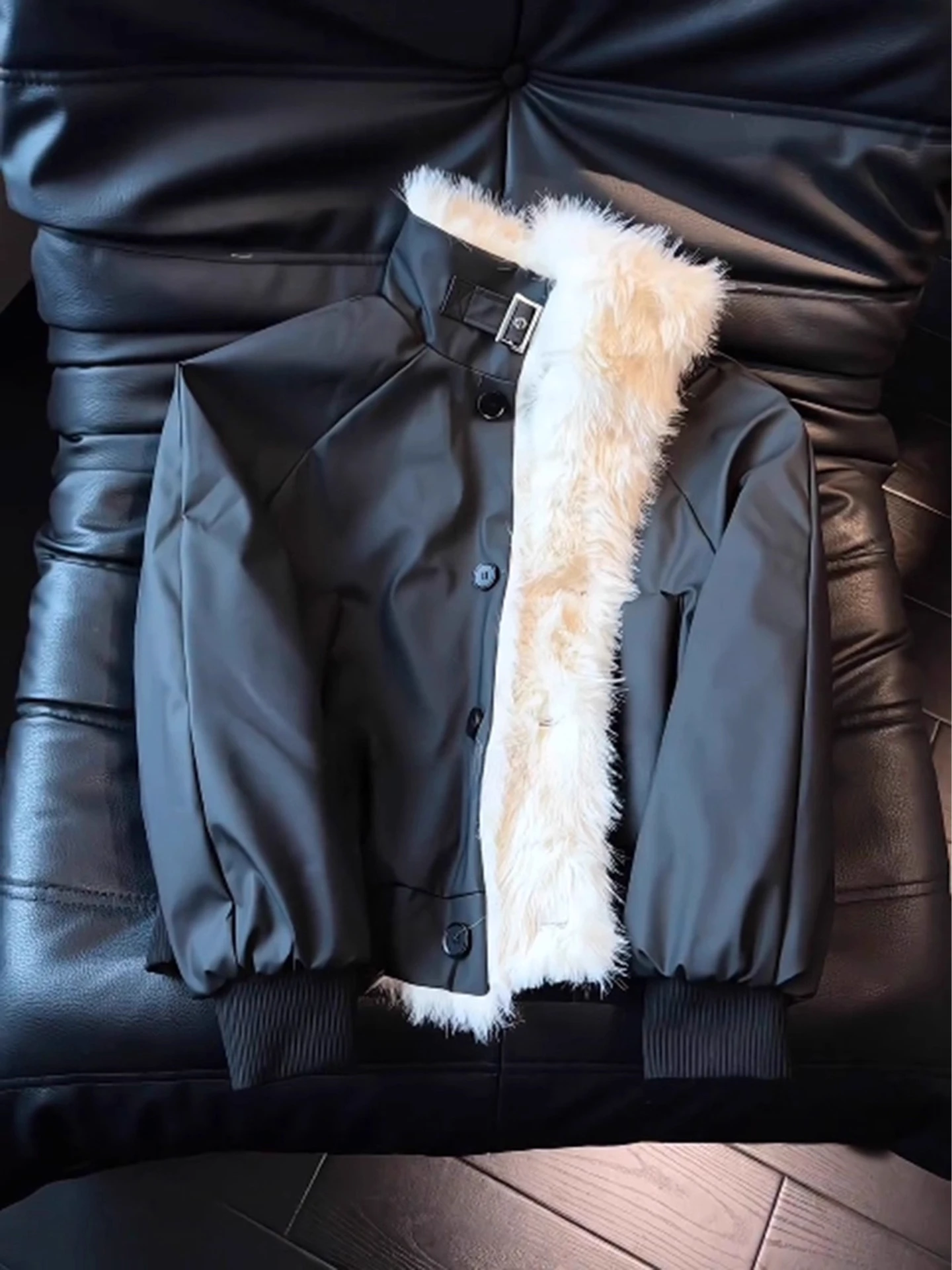 

Winter Jaet for Men PU Leather Collar ort Cotton Workwear Jaet Youth Stand Fit Long Sve Color Winter Coat