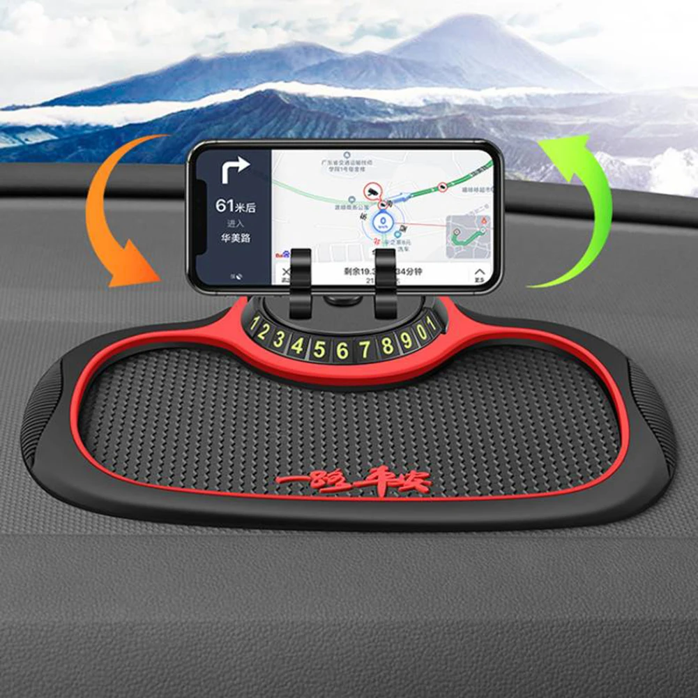 Car Navigation Mobile Phone Holder Anti-slip Pad Multi-functional Dashboard Storage Mat Parking Sign Bracket Accessories Sticky