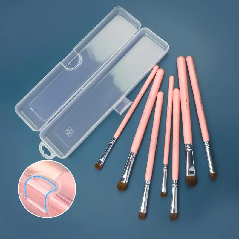 1Pcs Portable Makeup Brush Organizer Eyebrow Pencil Tableware Chopsticks Transparent With Cover Storage Box Kitchen Accessories