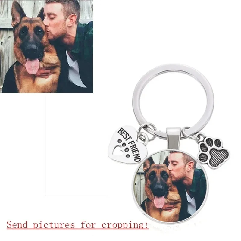 Custom DIY Dog Photo Keychain I Love Dog Glass Crystal Pendant Mini Heart Keychain Car Key Man and Girl Favorite Gift Souvenir