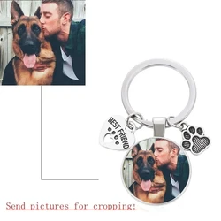 Portachiavi con foto di cane fai da te personalizzato I Love Dog ciondolo in cristallo di vetro Mini portachiavi a forma di cuore portachiavi per auto Souvenir regalo preferito da uomo e da ragazza