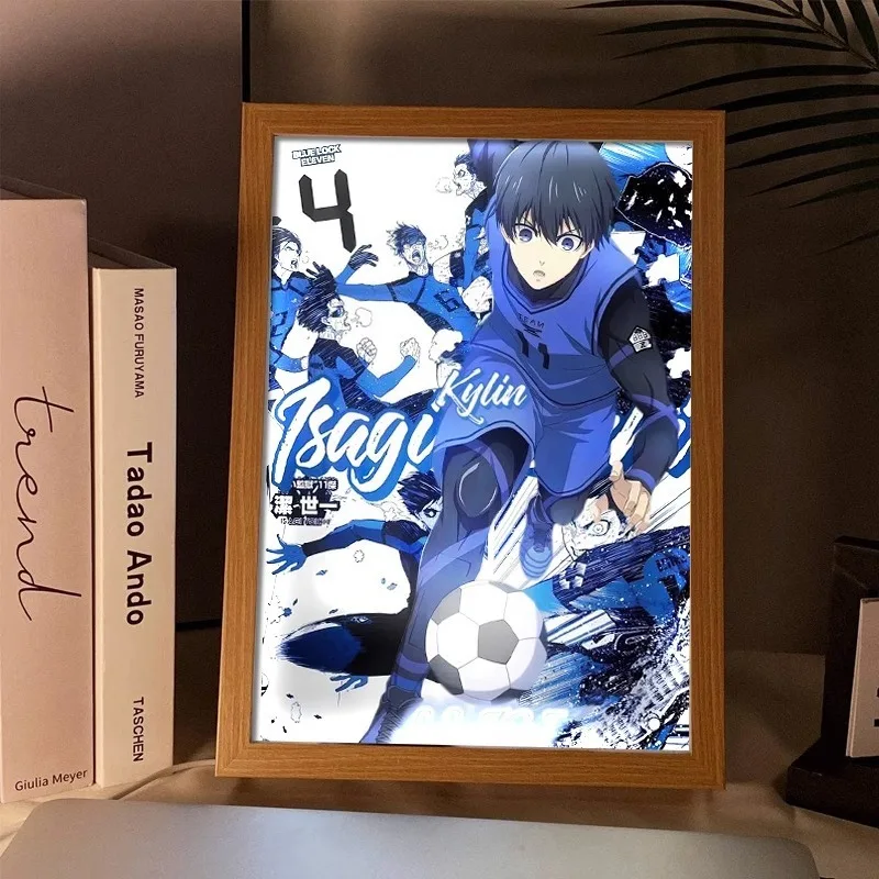 Blue Lock LED Light Box Painting Picture Frame Isagi Yoichi Chigiri Hyoma World Cup Anime Night Light Decoration Photo Frame