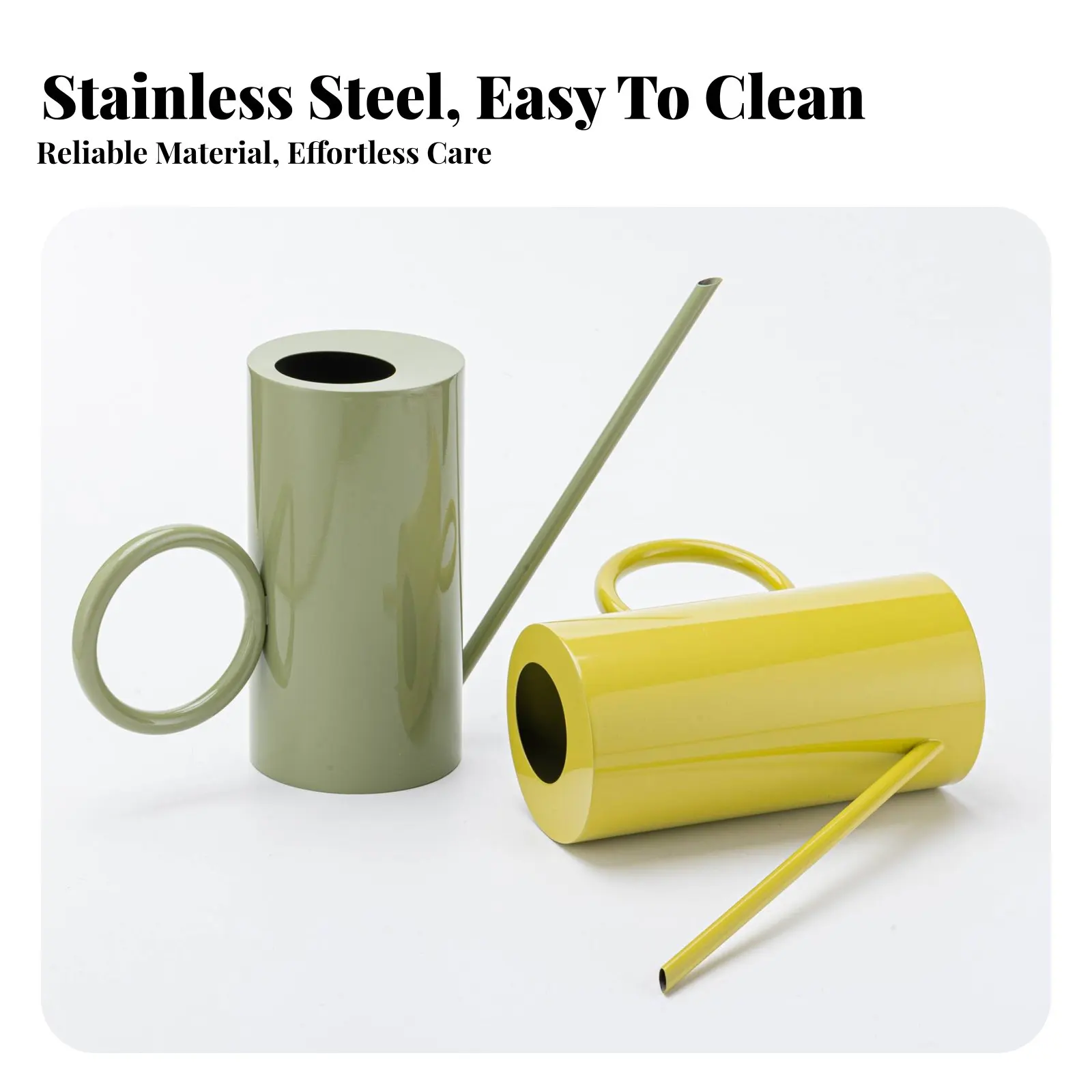 Long Spout Watering Can 1.5L Capacity Stainless Steel Watering Can Stainless Steel Plant Waterer Distinctive Circle Handle view 2