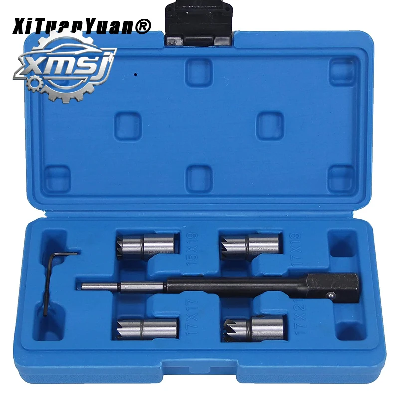 

Juego herramientas para cortar asiento inyector diésel motor, limpiador, Kit herramientas corte carbono, 5 uds