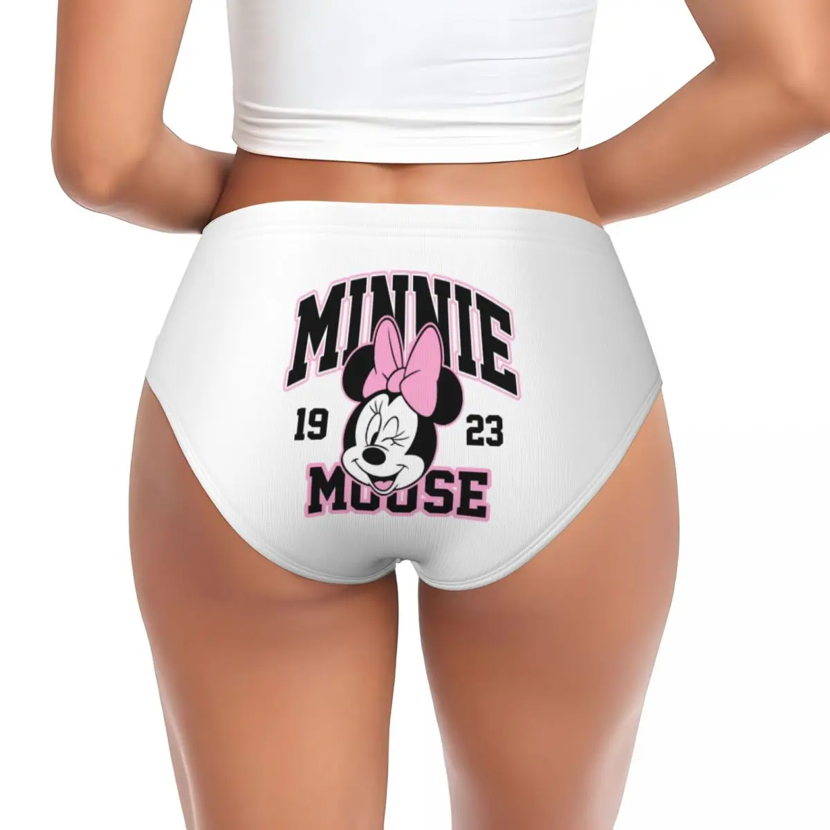 Kawaii Disney Minnie Mouse Women Underwear Brief Full Coverage No Show High Waisted Ladies Panties