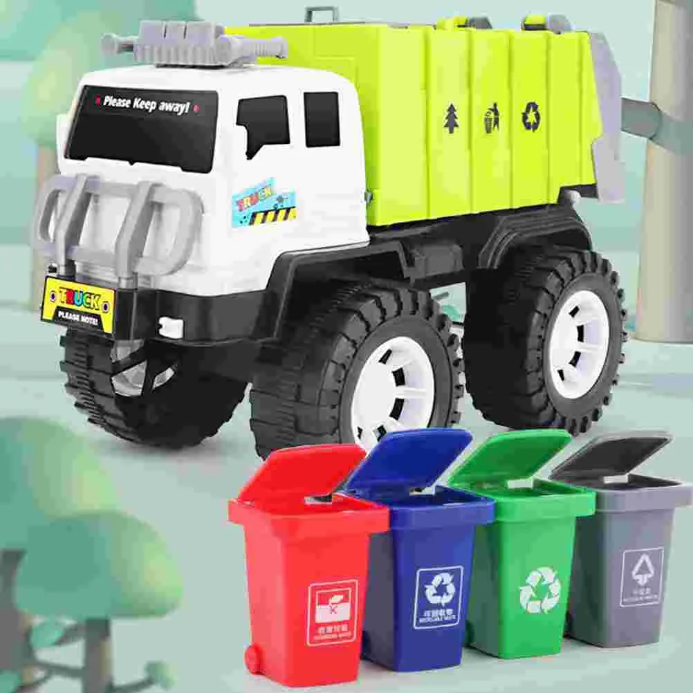 Toy Car Garbage Truck Toys Sorter Trash Classification Cans Sorting Game Waste Management Recycling Rubbish Educational Boys