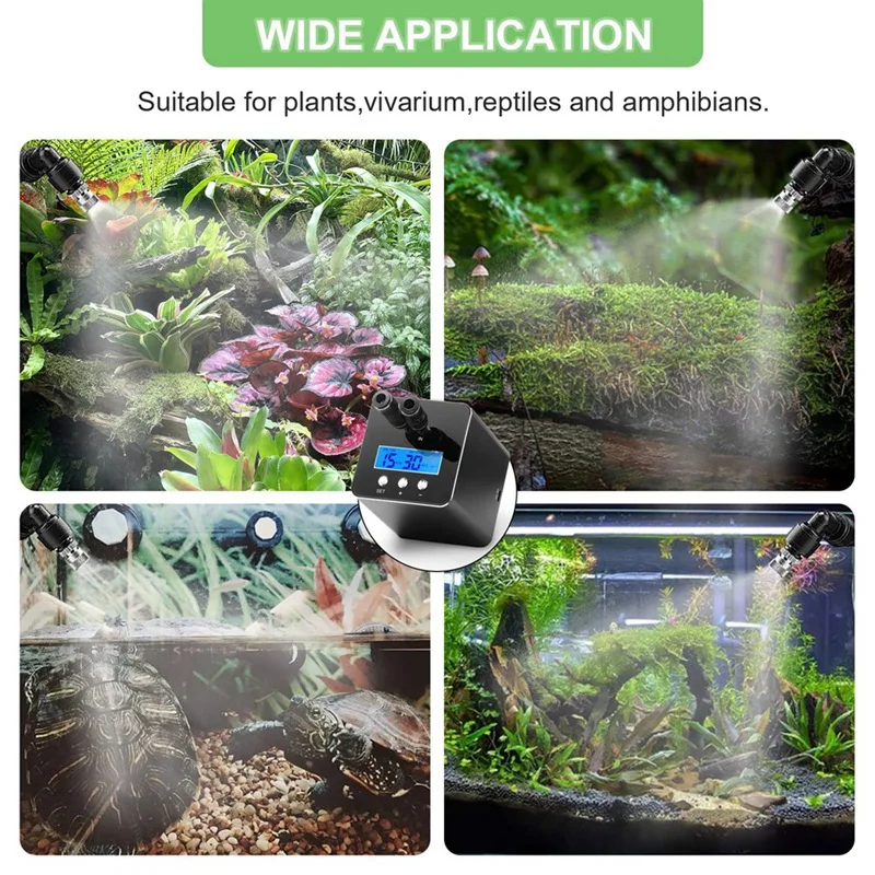 Reptile Humidifier, Misting System For Reptile Terrariums, Automatic Reptile Mister With Timer, 360° Spray Nozzles