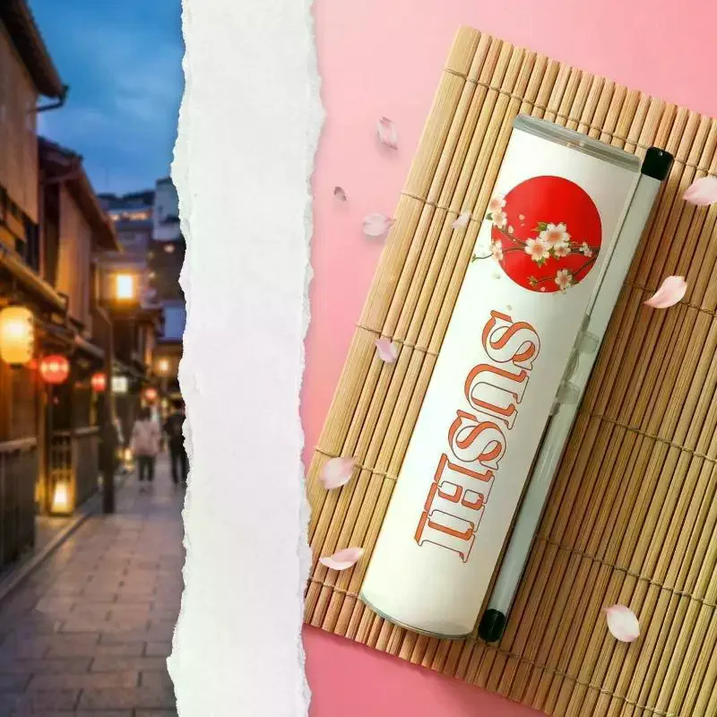 Sushi Push Box With Sauce Straw Food Grade Sushi Mold Cone Push Up Paper Bucket Packaging Paper Box Bento Accessories Round