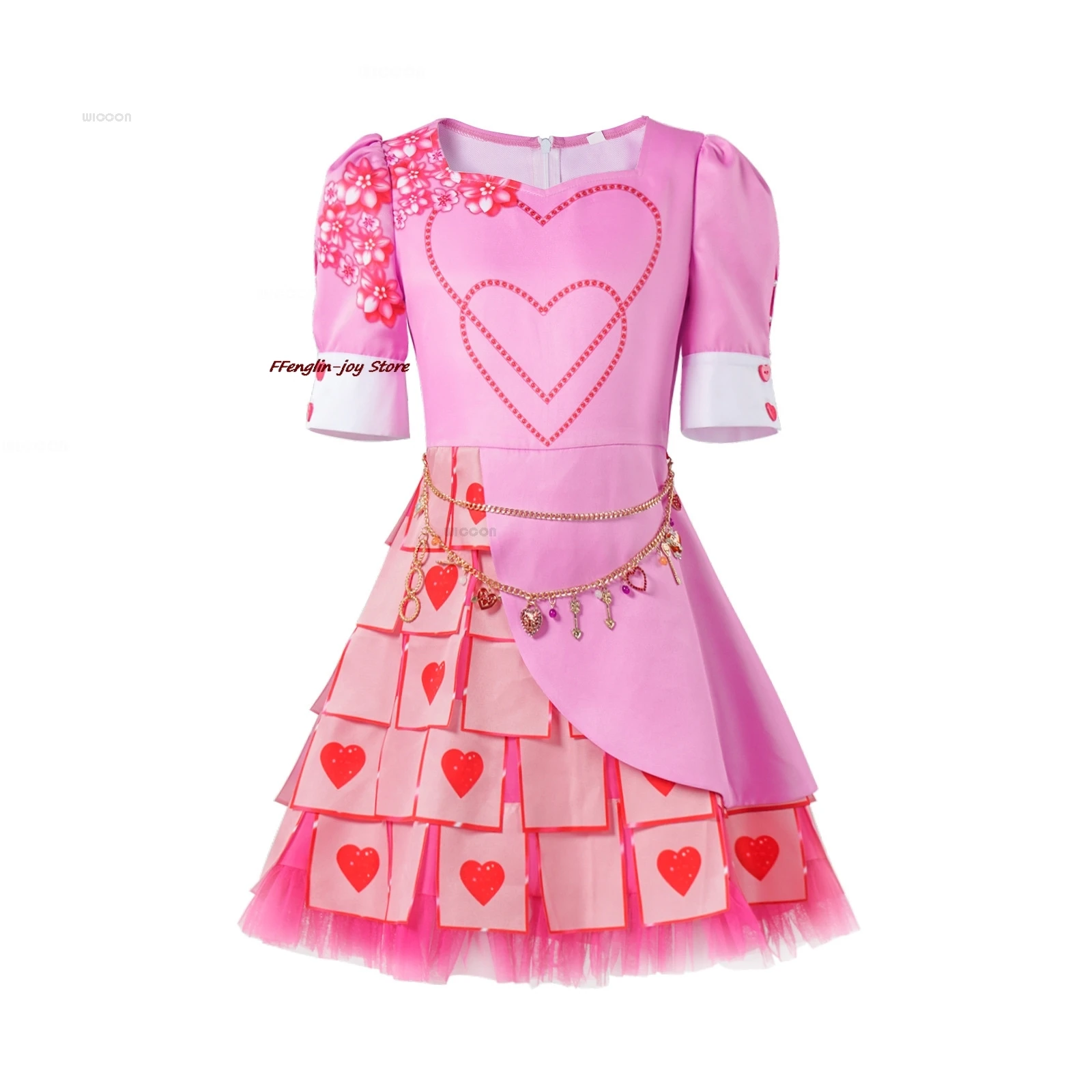 Fato de Cosplay Borgonha Queen Hearts, uniforme de Halloween, vermelho e rosa, traje completo, vermelho e azul, Marie Princess, descendentes, descendentes, 4