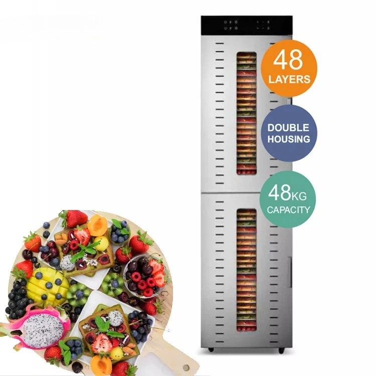 

Коммерческая сушилка для фруктов и овощей на 48 лотков с 2 секциями