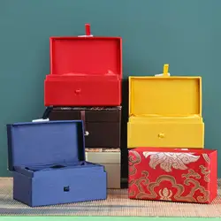 Brocade Jewelry Box Portable Colorful Chinese Style Rectangular Bracelet Pearl Crystal Case Container Accessories