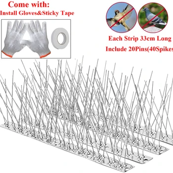 Bird Spikes with Stainless Steel Base,Durable Bird Repellent Spikes Arrow Pigeon Spikes Fence Kit for Deterring Small Bird