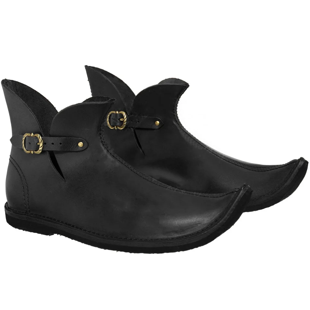 Mittelalterliche Renaissance Retro Ritterstiefel mit Spitzer Form für Halloween-Rollenspiele, Herrenstiefel für Piraten-Bühnenauftritte, Kurze Stiefel aus PU-Leder – Detail 4