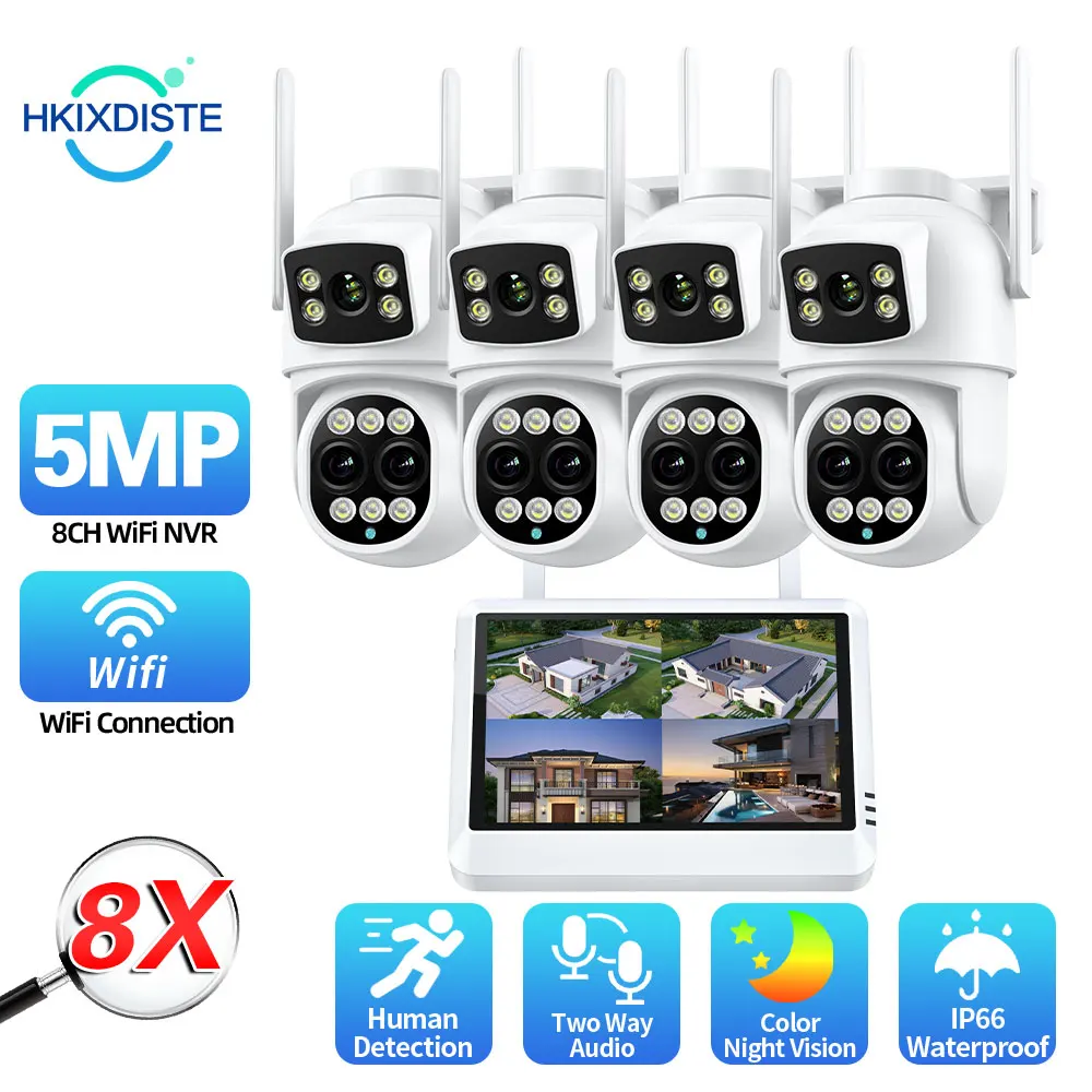 

9MP Wifi CCTV Camera Security System Kit 8X Zoom 8CH 5MP WiFi Monitor NVR Kit Human Detection Wireless CCTV Surveillance System