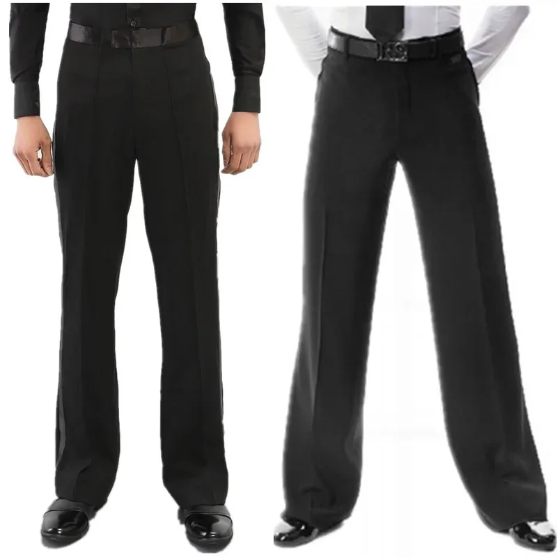 Pantalones de baile latino y Jazz para hombre, ropa de salón, práctica, actuación, 2 estilos, color negro, novedad de 2021