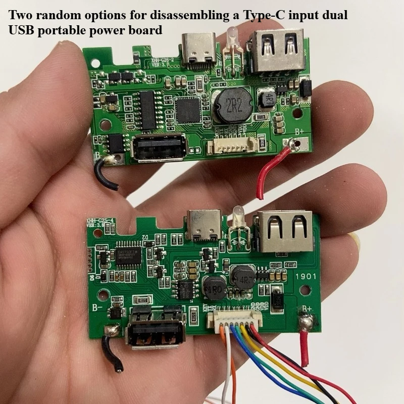 Type-C port input, dual usb mobile power board, disassembled, two random hair