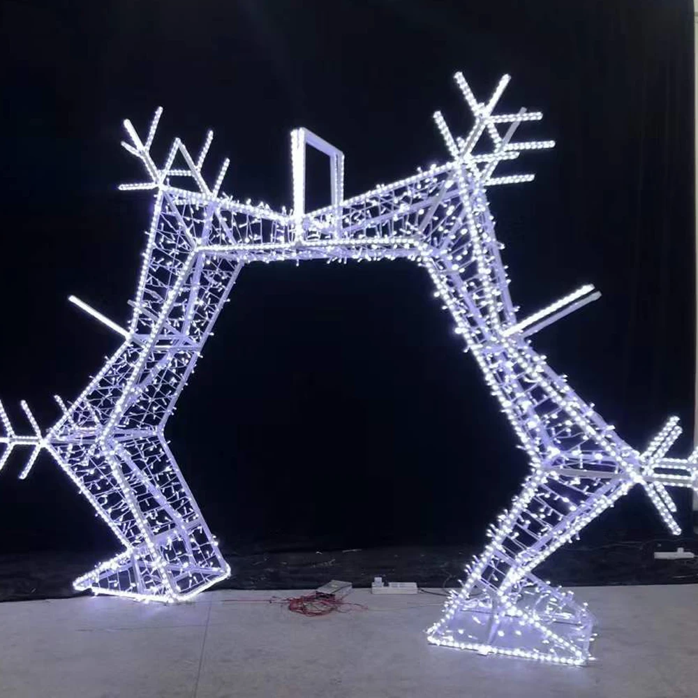 so-Giant Xmas Arch Santa Claus Snowman & Reindeer LED Motif Lights for Outdoor Christmas Events Lighting Decoration！