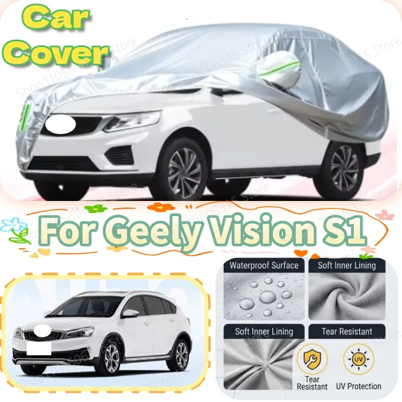 Car Cover Custom For 2018-2026 Geely Vision S1 Windproof Strap Single Bands for Snow Rain Dust Hail Protection Waterproof