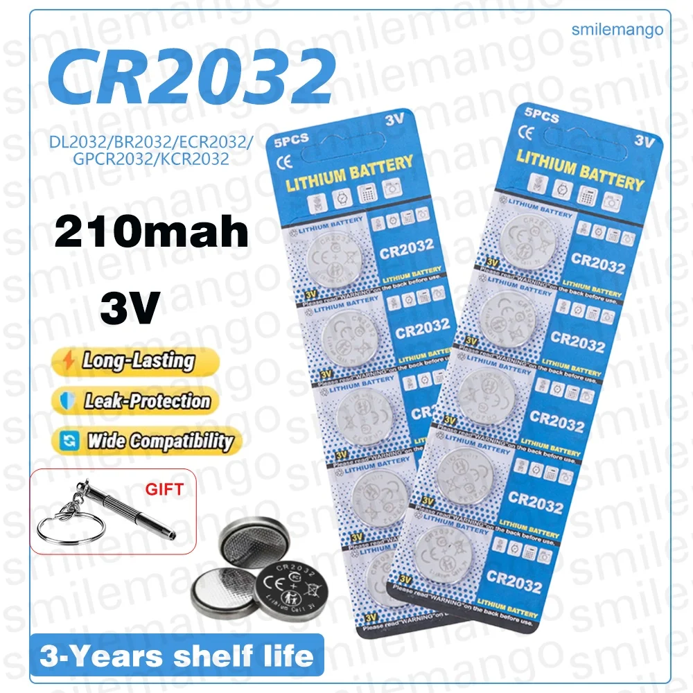 5-35PCS 3V CR2032 Lithium Button Battery 210mAh DL2032 BR2032 ECR2032 KCR2032 Coin Cell For Watch Remote Key