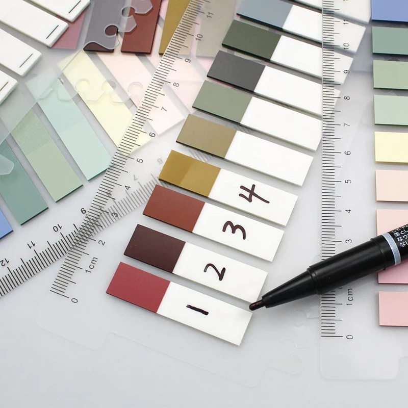 1200 Pcs10 Color Index Sticky Notes With Pen Clear Sticky Notes Adhesive Bookmarks Index Tabs Small Sticky Labels