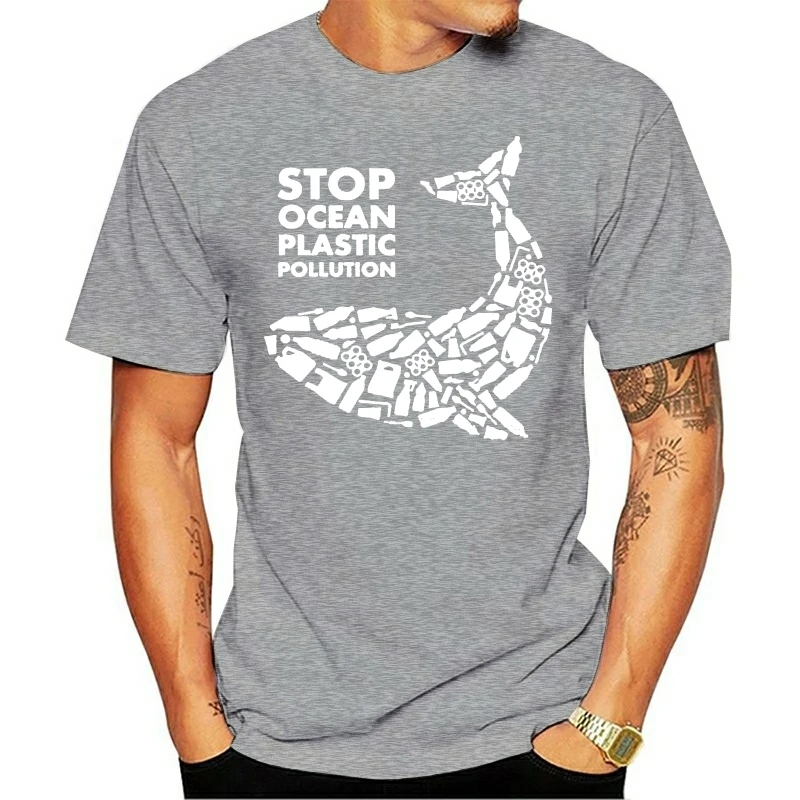 Stop Ocean Plastic Pollution Mens T-Shirt Global Warming Whale Environmental Top