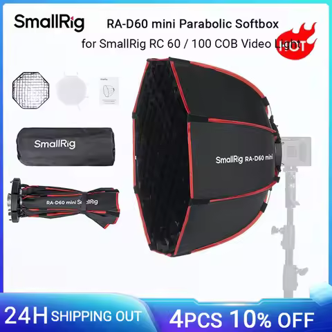 SmallRig RA-D60 mini Parabolic Softbox, with Honeycomb Grid, for RC 60 / 100 COB Video Light, for Photo Studio Flash Lamp -4682